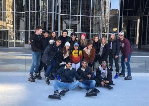W&J international students at PPG ice rink in Pittsburgh